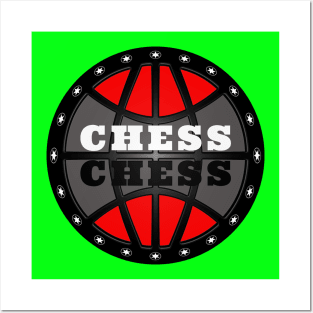 Chess Logo in Black, White and Red Posters and Art